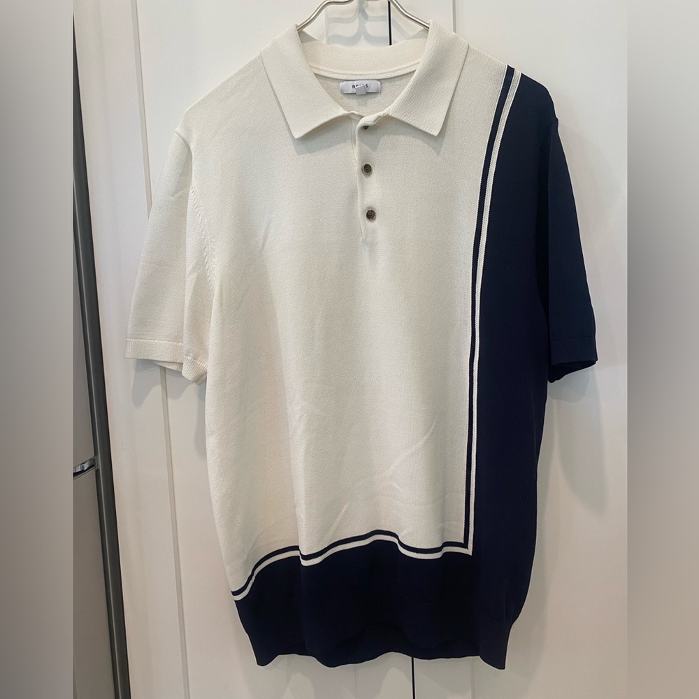 Reiss - Men’s White/Navy Collared Shirt